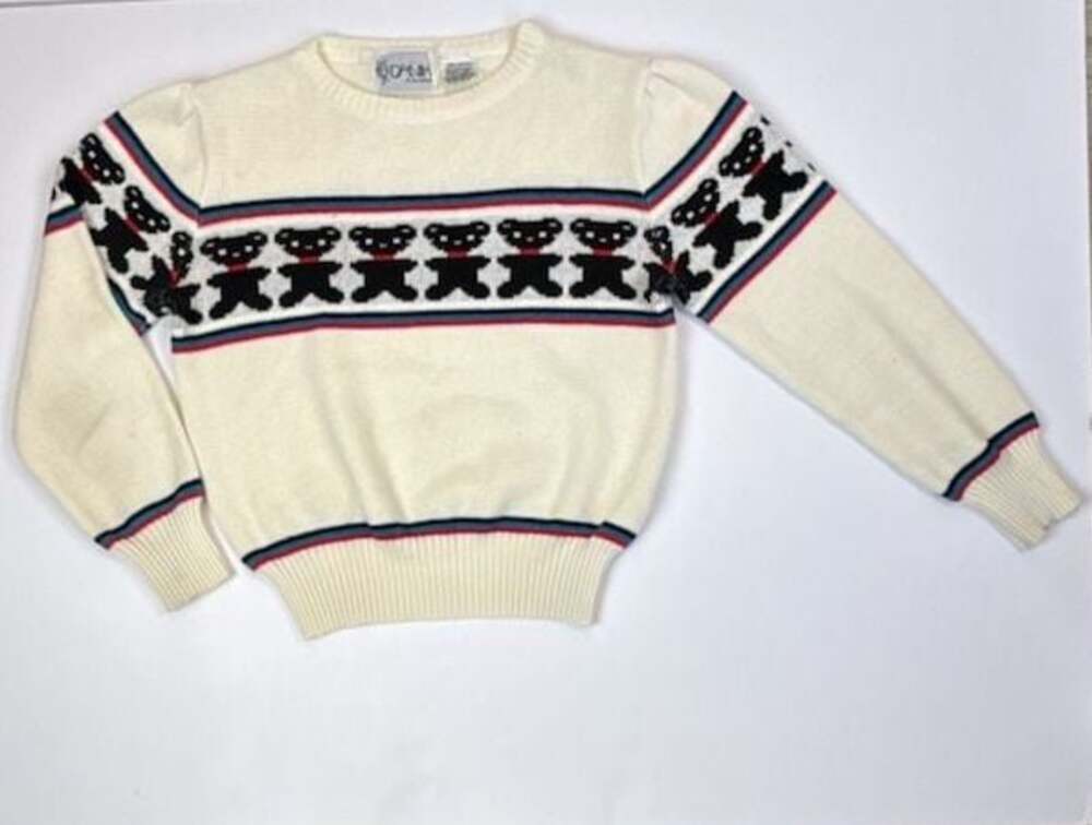 Vintage Danik of California Teddy Bear Pattern Crewneck Sweater sz M kids